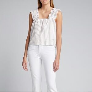 Frame Khaki Ramie Ruffle Strap Tank Top Lined Size Medium